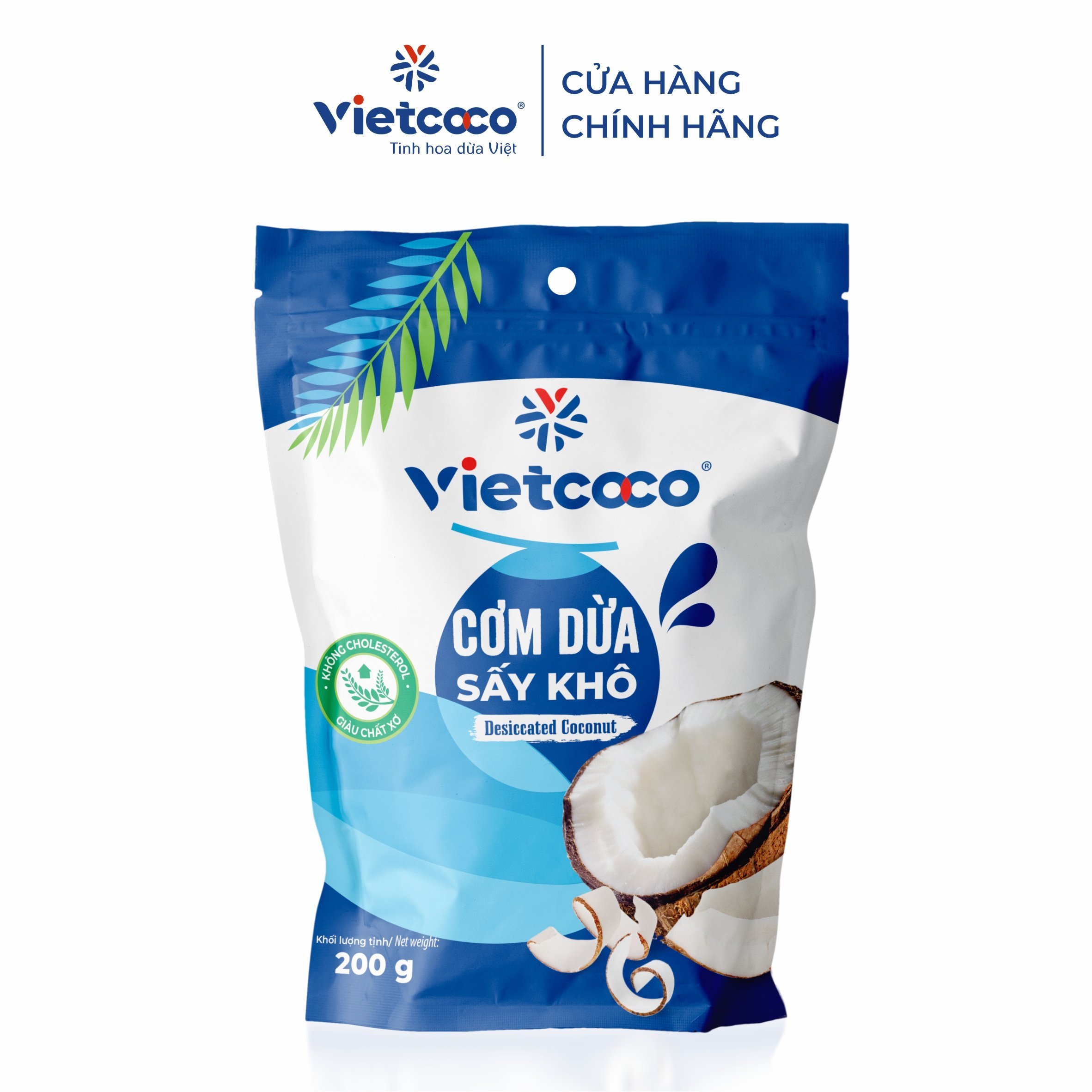 Cơm dừa nạo sấy Vietcoco túi 200g - Flake - Sợi dài