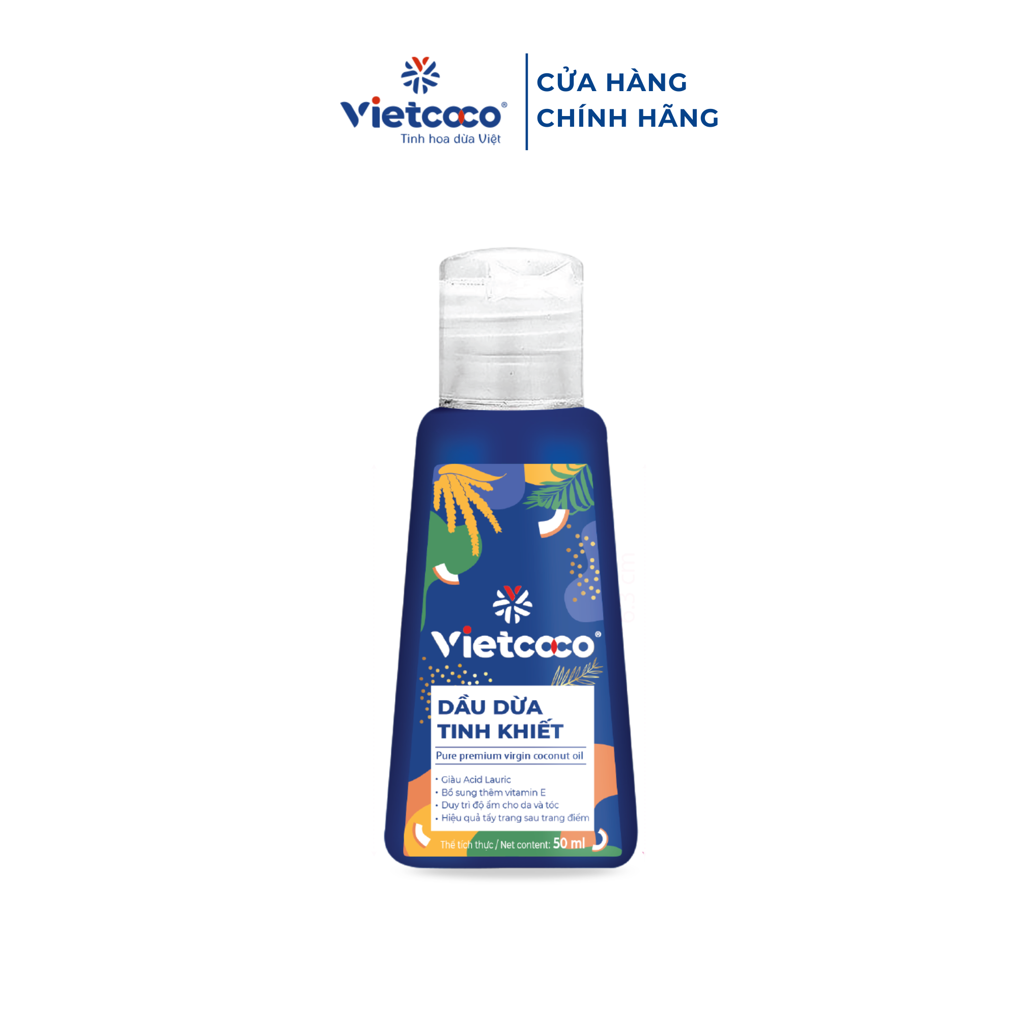 Dầu dừa tinh khiết vitamin E VIETCOCO - chai mini 50ml